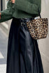 Retro Buckle Waist Pleated Vegan Leather Midi Skirt